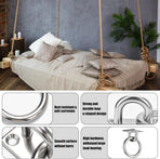 AccEncy 2Pcs M8 Stainless Steel Extra Large Heavy Duty Ring and Square Wall Mount Ceiling Indoor/Outdoor Hooks