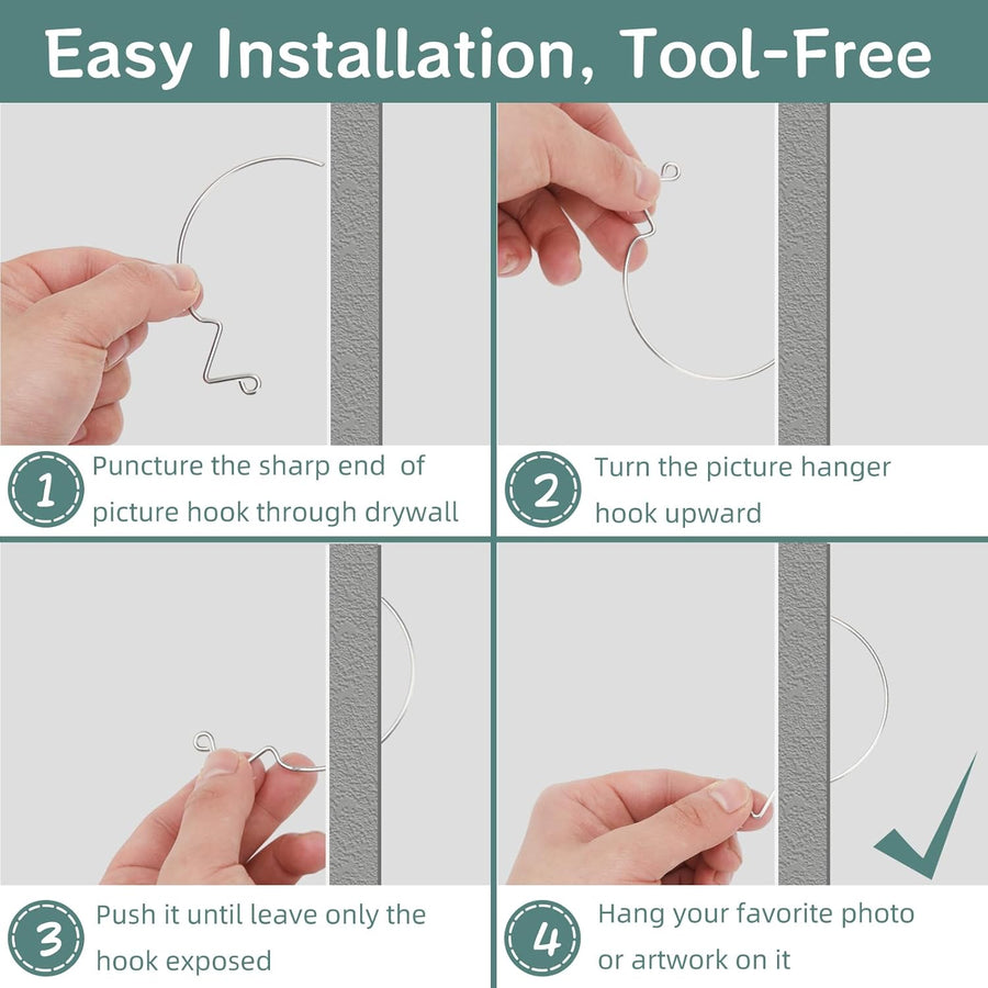 30Pcs Picture Hanger Hooks Super Hooks for Hanging Drywall Picture Hanging Hooks Heavy Duty Wall Hooks for Hanging Pictures, Photos, Frames, Planters, Art, Clock