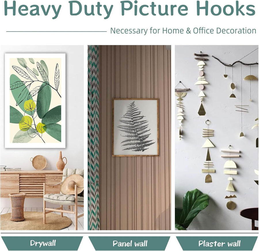 30Pcs Picture Hanger Hooks Super Hooks for Hanging Drywall Picture Hanging Hooks Heavy Duty Wall Hooks for Hanging Pictures, Photos, Frames, Planters, Art, Clock