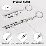 12 Pcs Keychain Eyeglass Screwdriver 3 in 1 Screwdriver Key Steel Eyeglass Screwdriver Eyeglass Screwdriver Repair Kit with Keychain Portable Screwdriver Hand Tools