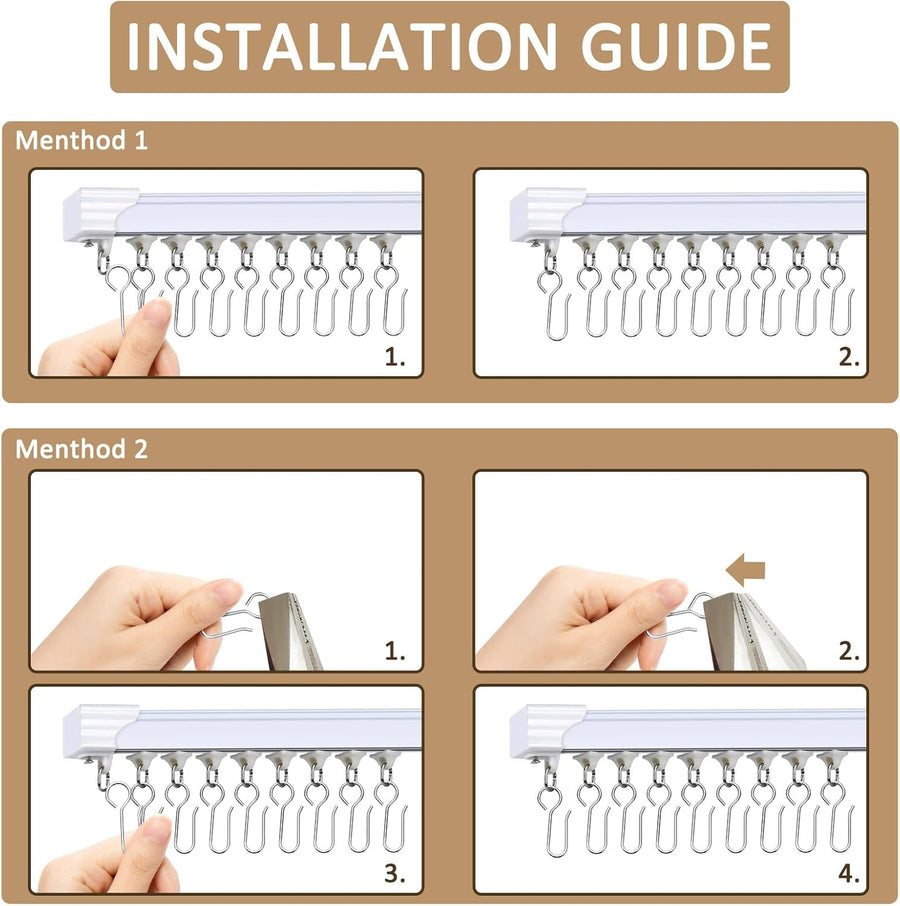 S-Shaped Small Metal Curtain Hooks - 60 Pcs Drapery Hooks for Ceiling Track