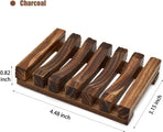 3 Pcs Natural Wooden Soap Dish Holder for Shower, Self Draining Soap Tray for Bathroom, Extend Soaps Life and Keep Dry