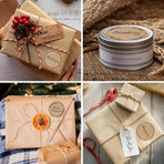 2" Brown Label Stickers for Jars and Lids, Kraft Sticker Labels for Pantry, Mason Jars, Canning, Bottles, 6 Different Drawn Wreath Designs, Kraft Paper/ 500pcs
