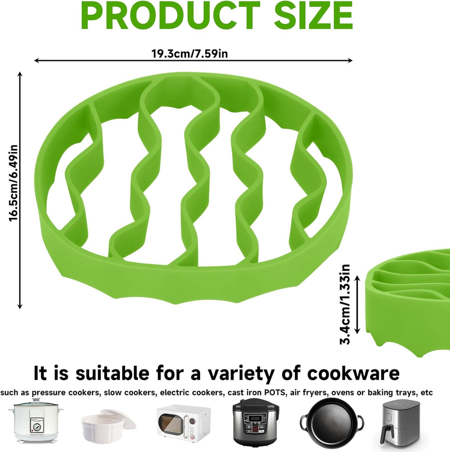 Silicone Roasting Rack, Silicone Cooker Rack Kitchen Cooking Accessories for Baking Cooking Steaming Cooling (Green)
