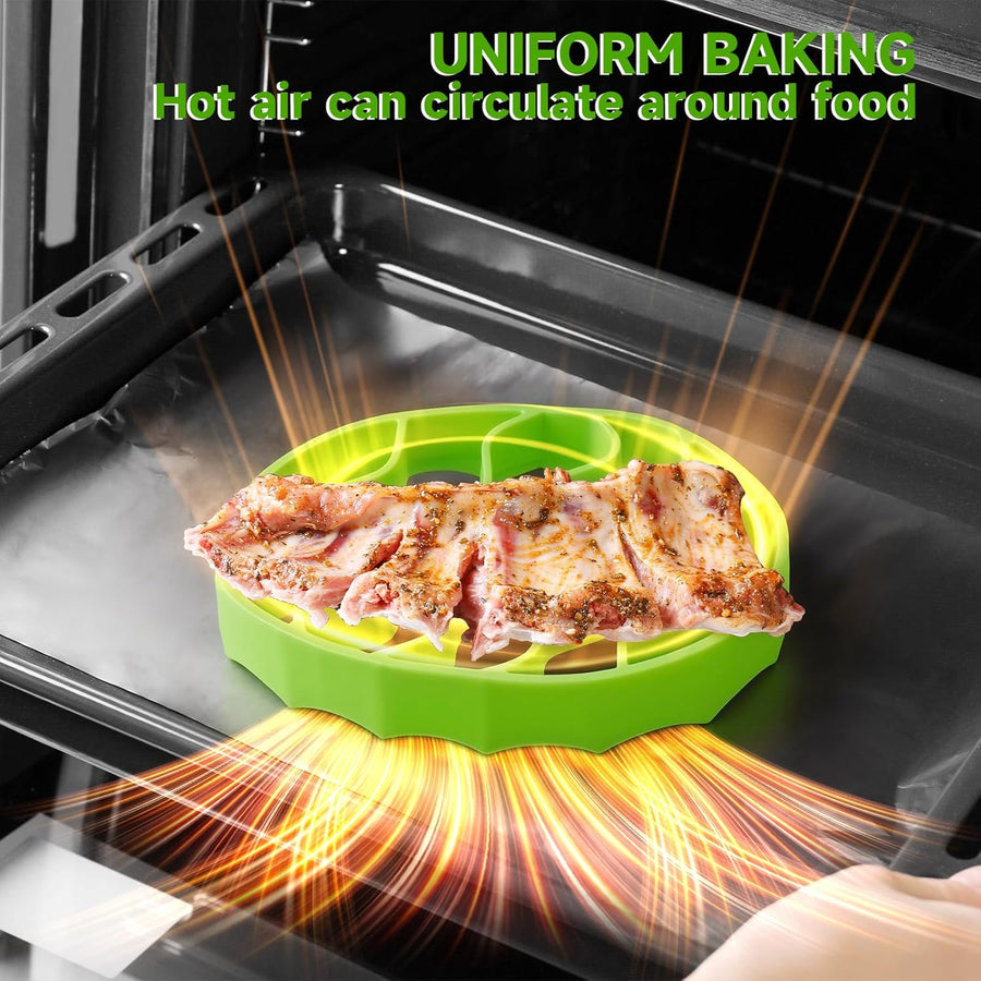 Silicone Roasting Rack, Silicone Cooker Rack Kitchen Cooking Accessories for Baking Cooking Steaming Cooling (Green)