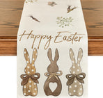 Carrots Rabbit Bunny Happy Easter Table Runner, Spring Summer Seasonal Holiday Kitchen Dining Table Decoration for Indoor Outdoor Home Party Decor 13 x 72 Inch