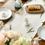 Carrots Rabbit Bunny Happy Easter Table Runner, Spring Summer Seasonal Holiday Kitchen Dining Table Decoration for Indoor Outdoor Home Party Decor 13 x 72 Inch