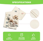 Brown Poppy Floral Leaves Spring Table Runner, Seasonal Summer Kitchen Dining Table Decoration for Home Party Decor 13x72 Inch