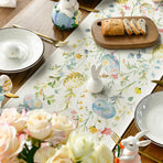 Wild Flowers Eggs Easter Table Runner,Seasonal Spring Floral Kitchen Dining Table Decoration for Home Party Decor 13x72 Inch