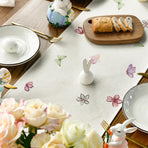 Daisy Bunny Rabbit Easter Table Runner, Seasonal Spring Kitchen Dining Table Decoration for Home Party Decor 13x72 Inch