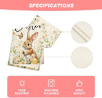 Bunny Rabbit Butterfly Eggs Flowers Easter Table Runner, Seasonal Spring Kitchen Dining Table Decoration for Home Party Decor 13x72 Inch