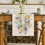 Bloom Flowers Florals Lavender Summer Table Runner, Seasonal Spring Holiday Kitchen Dining Table Decoration for Home Party Indoor 13x72 Inch