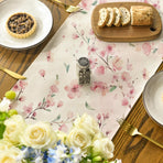 Floral Cherry Blossoms Branches Summer Table Runner, Seasonal Spring Kitchen Dining Table Decoration for Home Party Decor 13x72 Inch