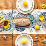Sea Shell Starfish Summer Table Runner,Spring Ocean Kitchen Dining Table Decoration for Home Party Decor 13x72 Inch