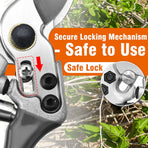 8" Bypass Prunning Shear Garden Scissors, SK5 Sharp Precision Cut Steel Blade Pruner, Blade Lock