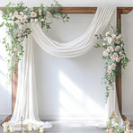 Wedding Arch Draping Fabric 1 Panel 29" x 19Ft Ivory Sheer Chiffon Curtain Drapes 6 Yards for Wedding Ceremony Birthday Party Decoration