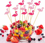 100 Pack Flamingo Toothpicks for Appetizers, 4.7 Inch Natural Bamboo Cocktail Picks for Cake Dessert Food Fruit Party Decorations