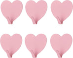 6 Pack Heart Shaped Decorative Wall Hooks, Stainless Steel Strong Adhesive Wall Hook for Home Kitchen Bathroom Office (Light Pink)