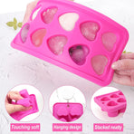Heart Shaped Silicone Ice Cube Trays, For DIY love Heart Ice Cubes, Chocolate, Candy, Easy Release Mold for Cocktails,Whiskey, Drinks, BPA Free and Dishwasher Safe(2pcs, Pink)