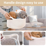 Cute Woven Easter Basket with Handle, Baskets for Gifts Empty, Present Containers for Raffle Baby Shower Burr Basket, Decorative Organizer Box for Storage Baby Toy, 13" D x 8" W x 6" H