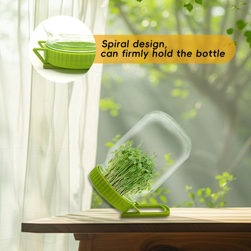 Sprouting Kit for Wide Mouth Mason Jars, 2-Pack BPA-Free One-Piece Sprouting Lids with Built-In Stand, Seed Germination Jar Sprouter Lid, Fits Wide Mouth Jars (3.38"/86mm)