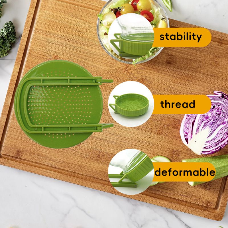 Sprouting Kit for Wide Mouth Mason Jars, 2-Pack BPA-Free One-Piece Sprouting Lids with Built-In Stand, Seed Germination Jar Sprouter Lid, Fits Wide Mouth Jars (3.38"/86mm)