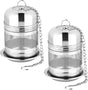 2PCS Tea Infuser Strainer - Stainless Steel Strainers for Loose Leaf Tea, Steeper, Fine Mesh Ball holder with Chain Hook and Lid, Reusable Filter Bags Diffusers