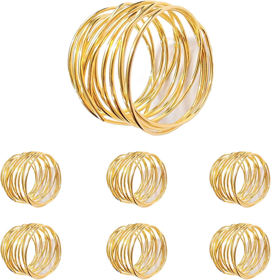 Gold Napkin Rings - 6 PCS l Napkin Rings(Twisted Wire) Napkin Holders Buckles for Family Dinner, Wedding, Party,Table Decorations