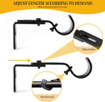 Heavy Duty Adjustable Curtain Rod Brackets and Holders - For 1 1/8 Inch & 1 1/4 Inch Rod, 2 PCS Black
