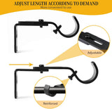 Heavy Duty Adjustable Curtain Rod Brackets and Holders - For 1 1/8 Inch & 1 1/4 Inch Rod, 2 PCS Black - Side View