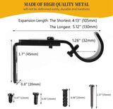 Heavy Duty Adjustable Curtain Rod Brackets and Holders - For 1 1/8 Inch & 1 1/4 Inch Rod, 2 PCS Black - Rear View