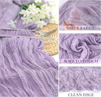 Lilac Purple Cheese Cloth Table Runner Easter Spring Boho Romantic 10ft Lavender Gauze Cheesecloth Table Runner for Baby Shower Decoration Wedding Bridal Shower Table Decor (35x120inch)