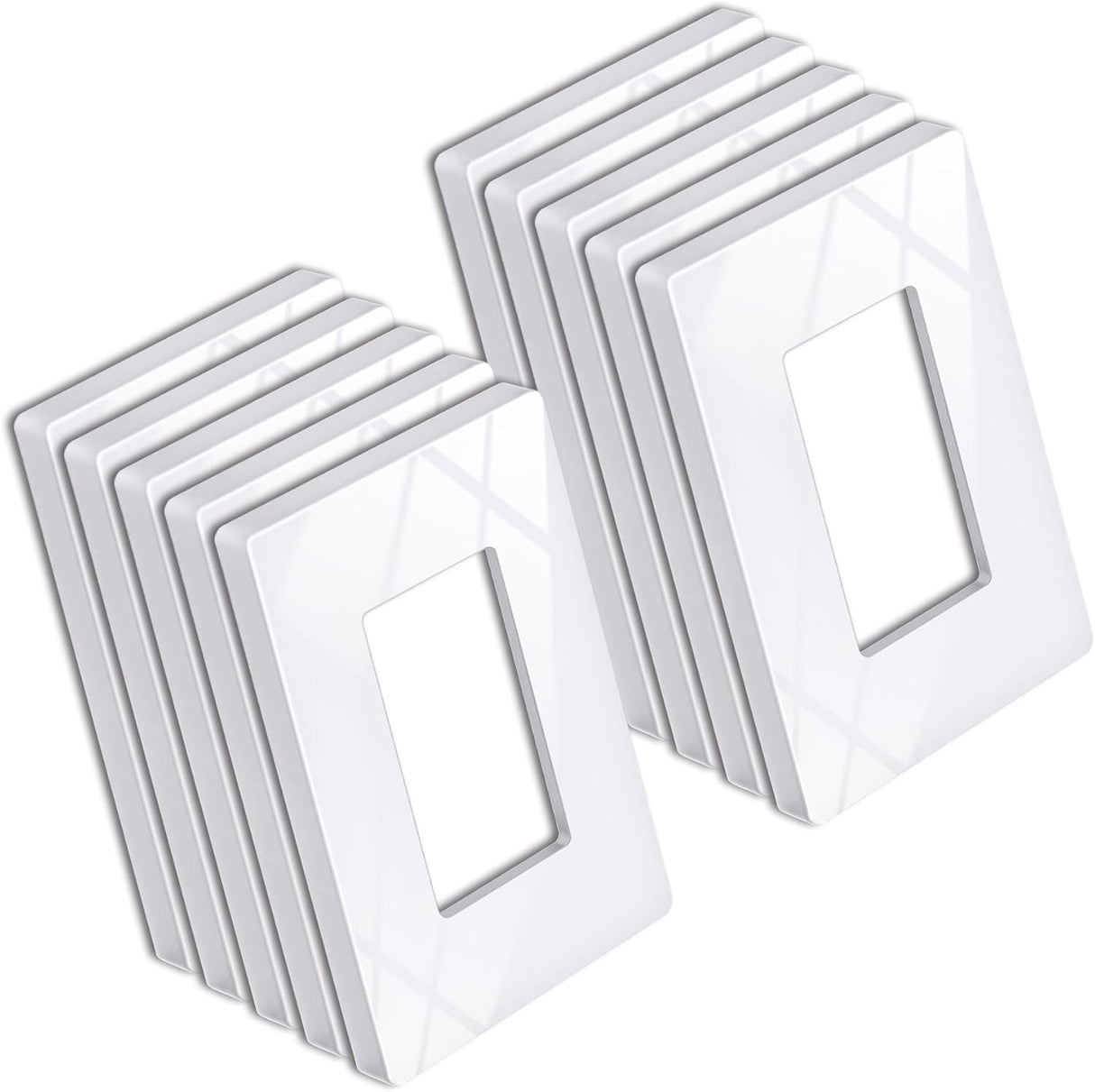 10 Pack of 1-Gang Screwless Wall Plate, USWP6 Gloss Snow White Series, Decorator Outlet Cover, 11.91cm x 7.39cm, Switch Plate Cover for Light Switch, Dimmer, GFCI, USB Receptacle