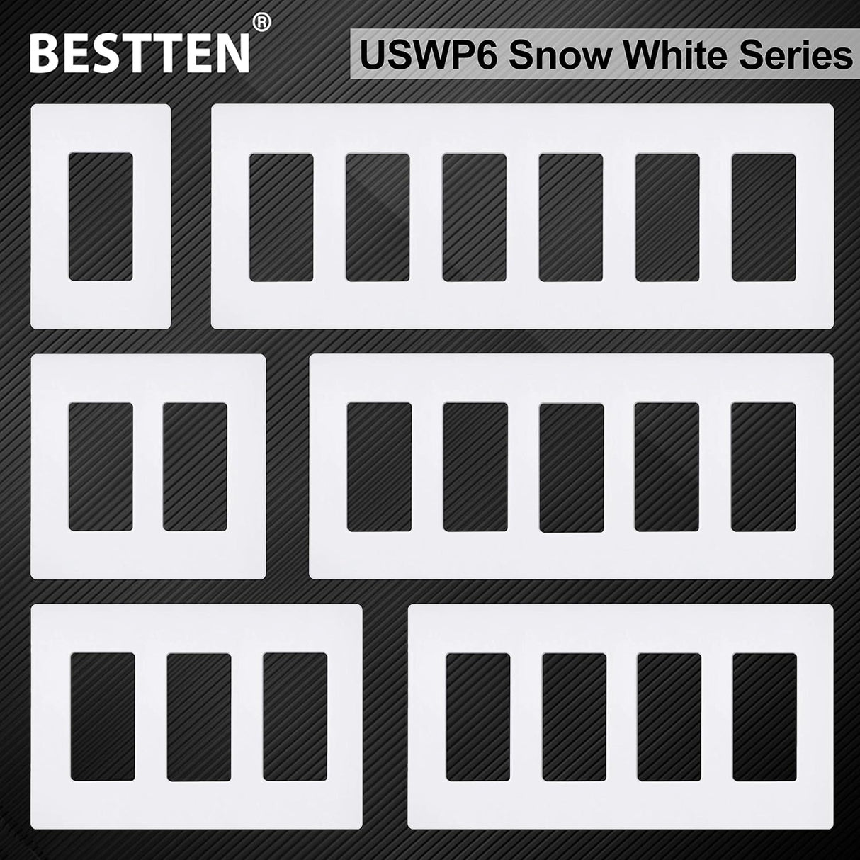 10 Pack of 1-Gang Screwless Wall Plate, USWP6 Gloss Snow White Series, Decorator Outlet Cover, 11.91cm x 7.39cm, Switch Plate Cover for Light Switch, Dimmer, GFCI, USB Receptacle