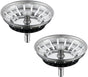 [2 Pack]  Kitchen Sink Strainer - Sink Drain Stopper - Kitchen Sink Plug with Anti-Clogging Basket - Bouchon Evier Cuisine - Compatible with 79–83mm Inner Diameter