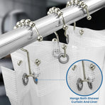 Shower Curtain Hooks Rings 12 Pack, Rust Resistant Double Roller Glide Shower Hooks for Bathroom, Shower Rods and Curtains, Nickel
