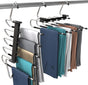 2 Pack Pants Hangers Space Saving - Clothes Hanger with Stainless Steel Hook & Anti-Slip Design - Closet Organizer for Jeans, Trousers, Skirts, Scarf & Slacks (Black)