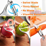 Potato Peelers, Vegetable Peeler for Kitchen Stainless Steel Y Shape Swivel Peelers, Carrot, Fruit, Ergonomic Non-Slip Handle and Sharp Blade with 2 Oranges Peeler