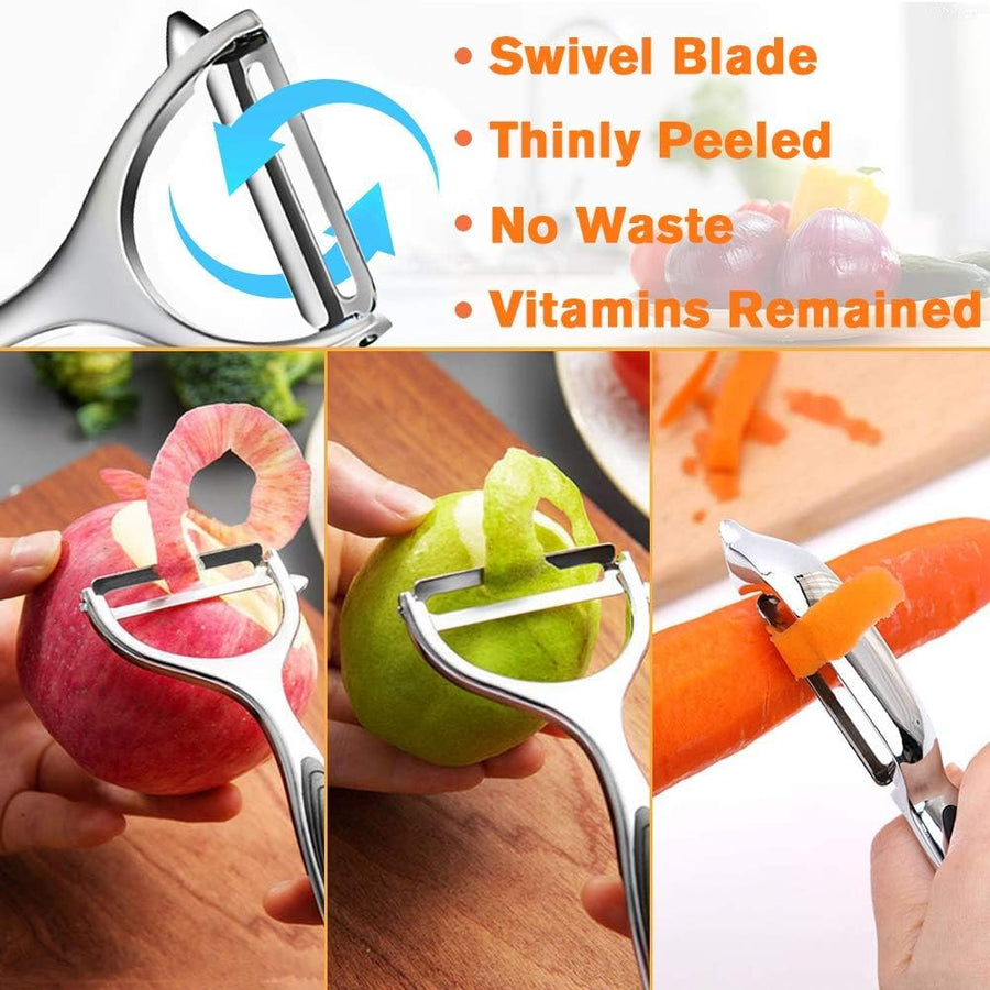 Potato Peelers, Vegetable Peeler for Kitchen Stainless Steel Y Shape Swivel Peelers, Carrot, Fruit, Ergonomic Non-Slip Handle and Sharp Blade with 2 Oranges Peeler