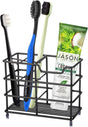 304 Stainless Steel Bathroom Toothbrush Holder Toothpaste Holder Stand Bathroom Accessories Organizer (Black, Small)