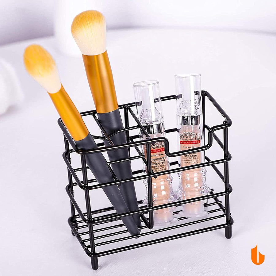 304 Stainless Steel Bathroom Toothbrush Holder Toothpaste Holder Stand Bathroom Accessories Organizer (Black, Small)
