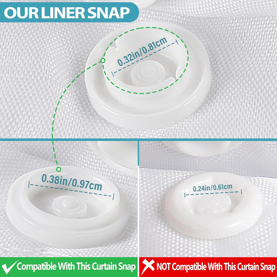 Snap in Shower Curtain Liner Replacement Shower Curtain Liner Removable Liner (1 Pack, 70" W x 54" H-White)