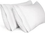 King Pillow Cases 2 Pack,1800 Thread Count Embroidered Soft Brushed Microfiber Pillowcases,White