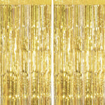 2 Pack Gold Foil Fringe Curtain Metallic Foil Curtain for Wedding Birthday Party Photo Backdrop Wedding Event Decor