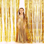 2 Pack Gold Foil Fringe Curtain Metallic Foil Curtain for Wedding Birthday Party Photo Backdrop Wedding Event Decor