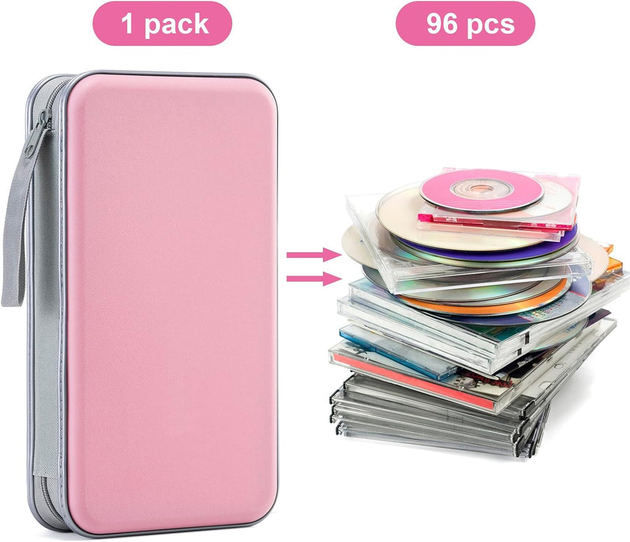 DVD Case, 96 Capacity CD Case Portable CD Holder Storage Hard Plastic DVD Wallet Holder Organizer for Car