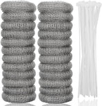 24 PCS Lint Traps  Stainless Steel Washing Machine Lint Snare Traps, Washer Hose Lint Traps with 24 PCS Cable Ties, Laundry Mesh Washer Sink Drain Hose Screen Filter