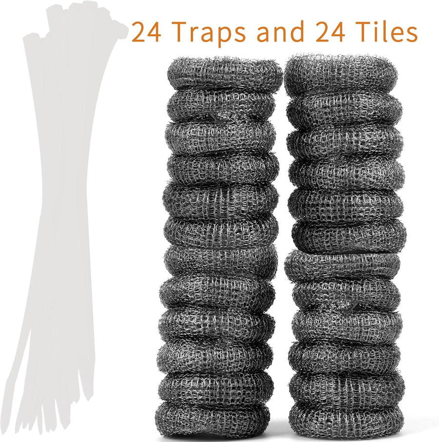 24 PCS Lint Traps  Stainless Steel Washing Machine Lint Snare Traps, Washer Hose Lint Traps with 24 PCS Cable Ties, Laundry Mesh Washer Sink Drain Hose Screen Filter