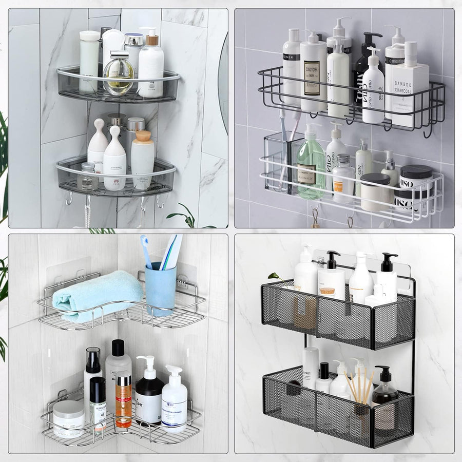 2 Pack Transparent Shower Caddy Adhesive for Replacement, No Drilling , Soap Holder, Bathroom Storage Shelves and Kitchen Racks