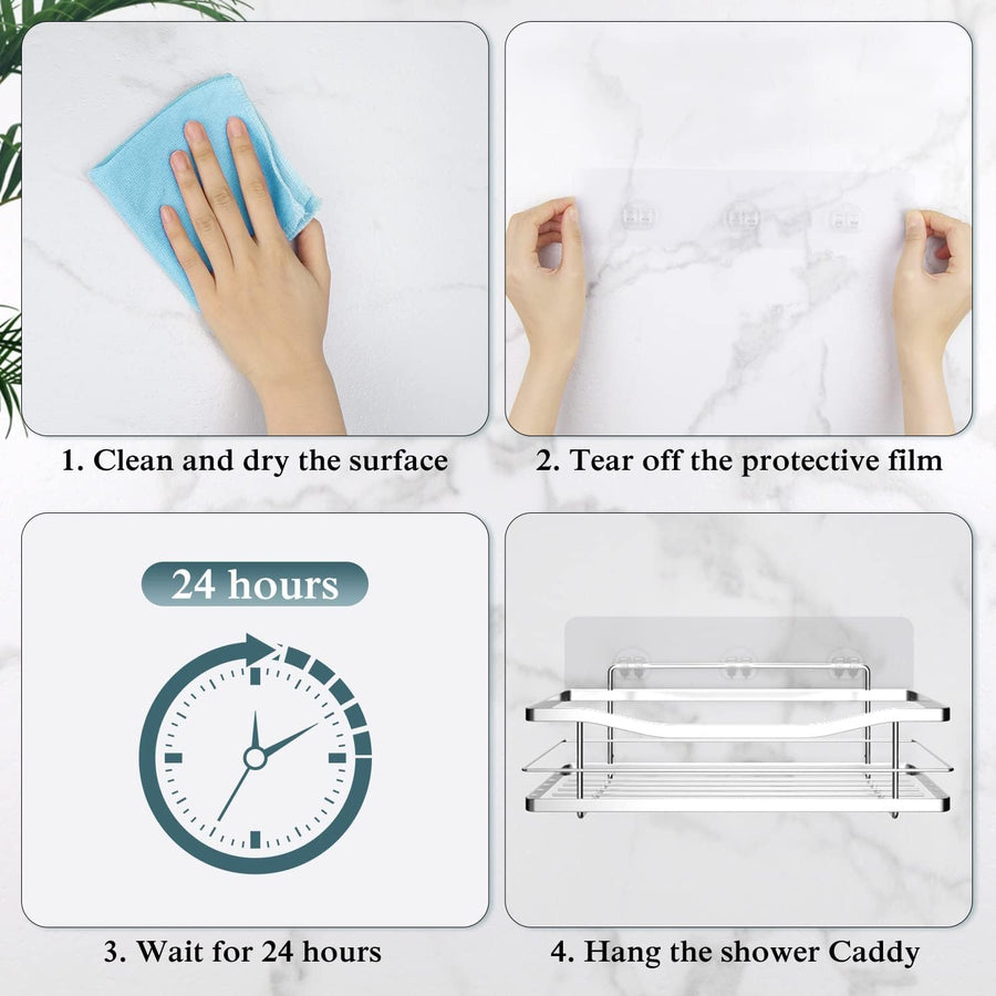 2 Pack Transparent Shower Caddy Adhesive for Replacement, No Drilling , Soap Holder, Bathroom Storage Shelves and Kitchen Racks